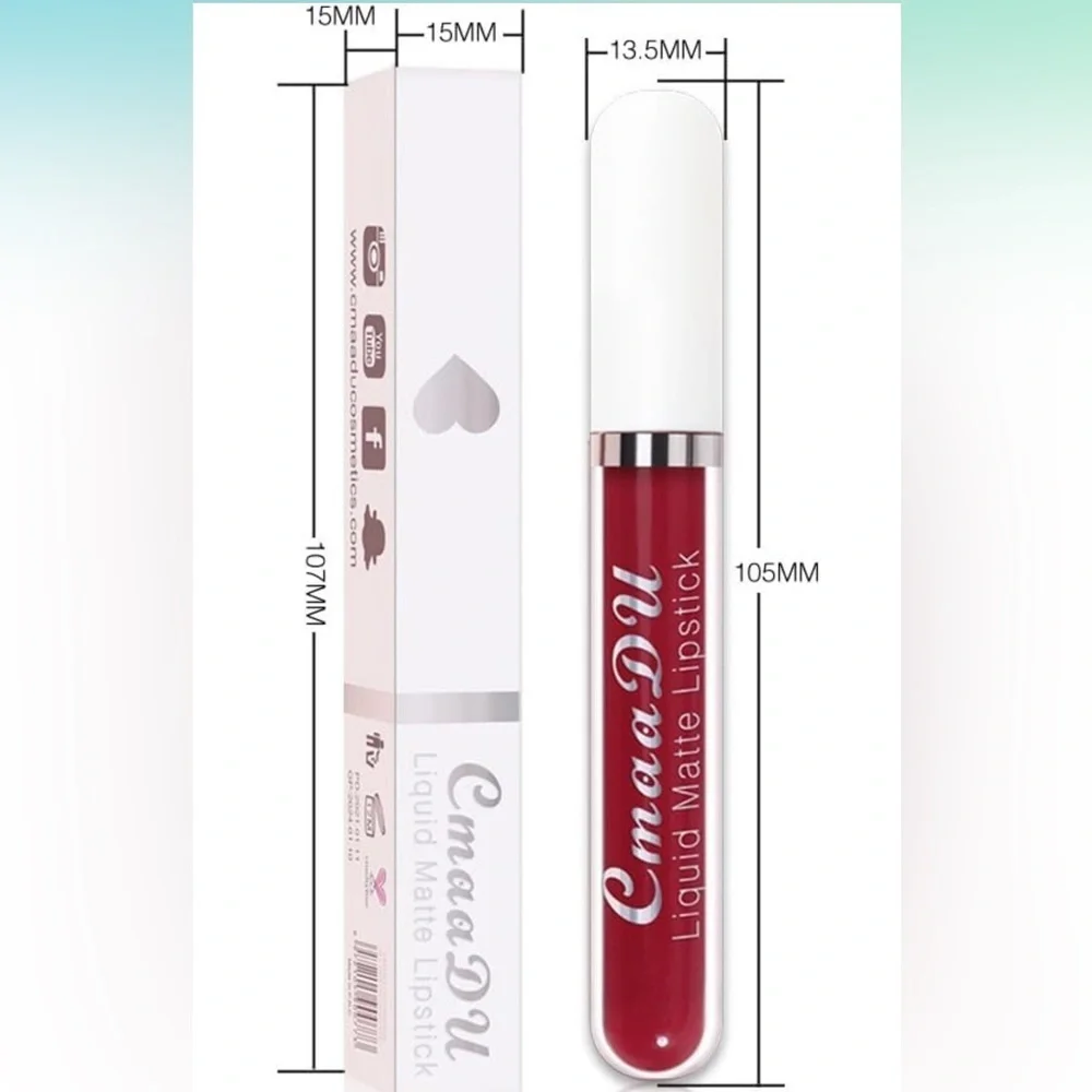 CmaaDu (13) Ruby Red Liquid Matte Lipstick. 24 Hour Lips.  #13